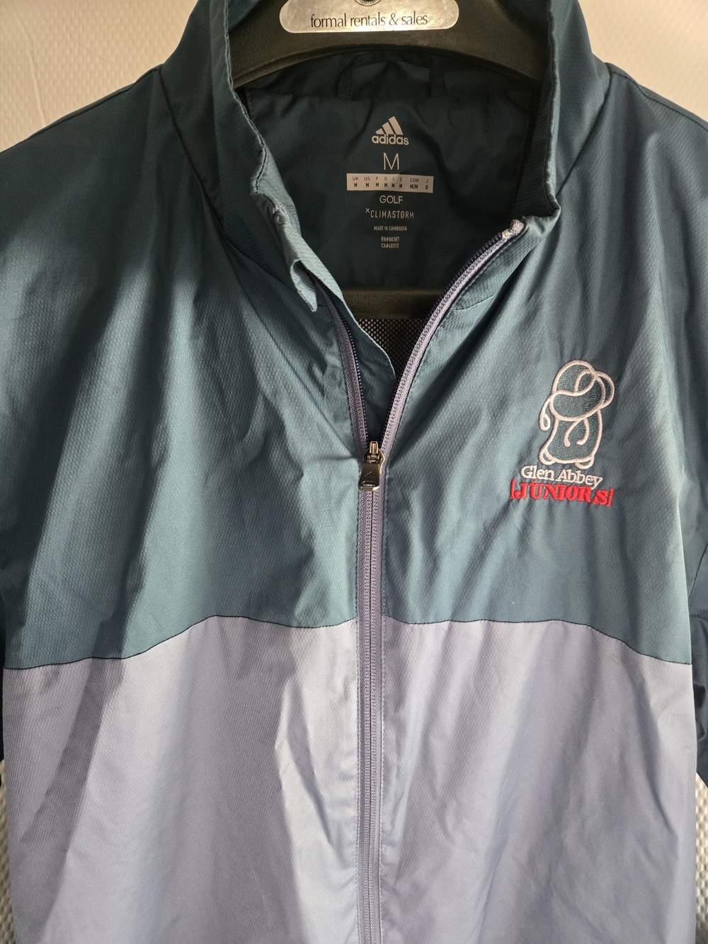 adidas Men’s Glen Abbey Two-Tone Teal and Light Blue  Windbreaker Jacket /Rare!